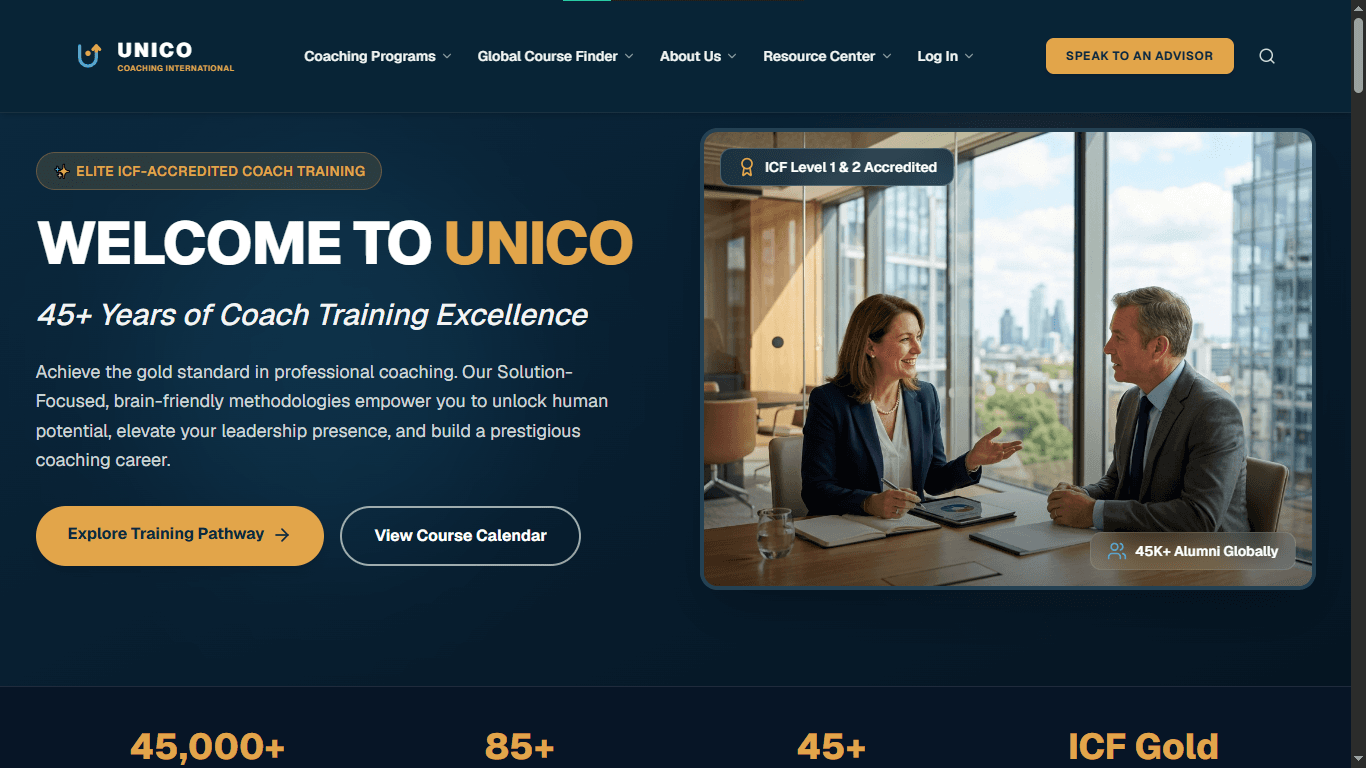 Coaching institute website design preview with course showcase and admissions-focused layout